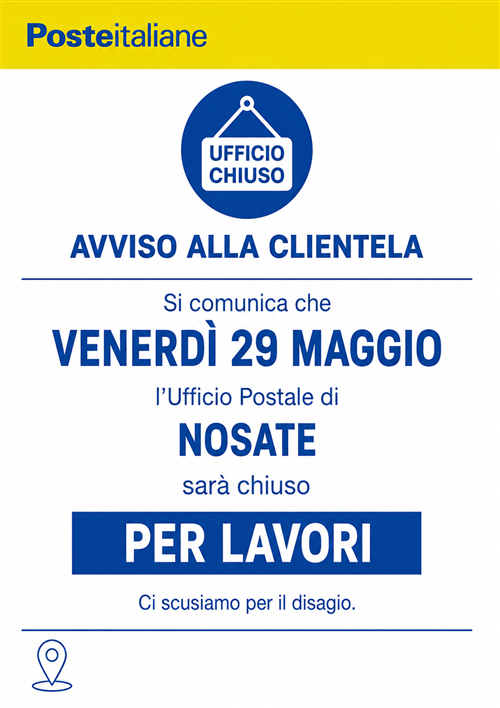 Chiusura temporanea UFFICIO POSTALE