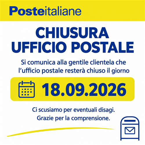 Chiusura temporanea UFFICIO POSTALE
